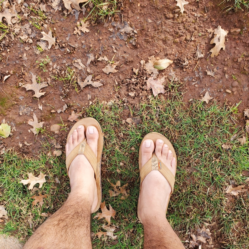 Rainbow men flip flops Double layer large
